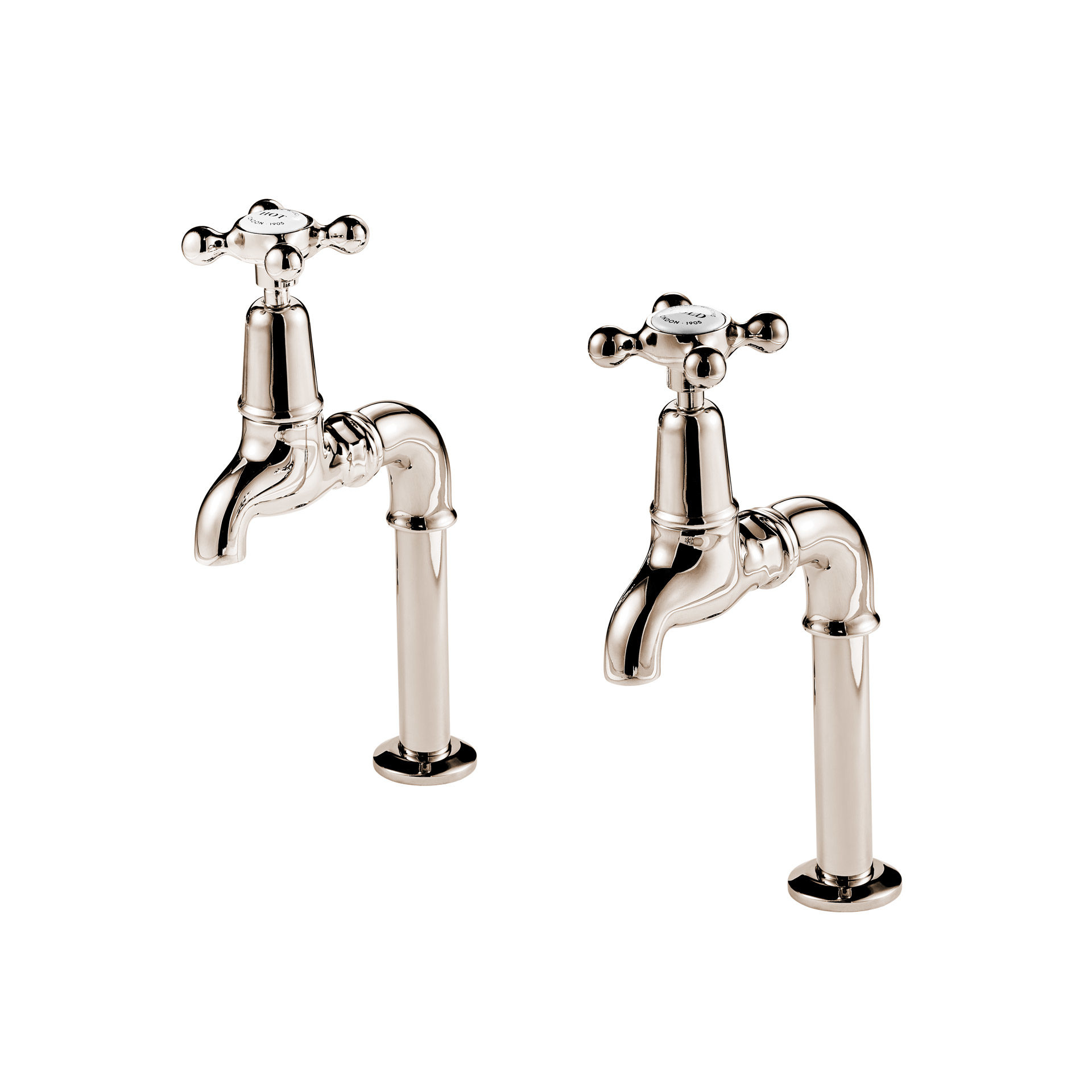 Barber Wilsons 6" Deck and Wall Mounted Bib Taps with Crosshead - Regent 260, 1900's Style