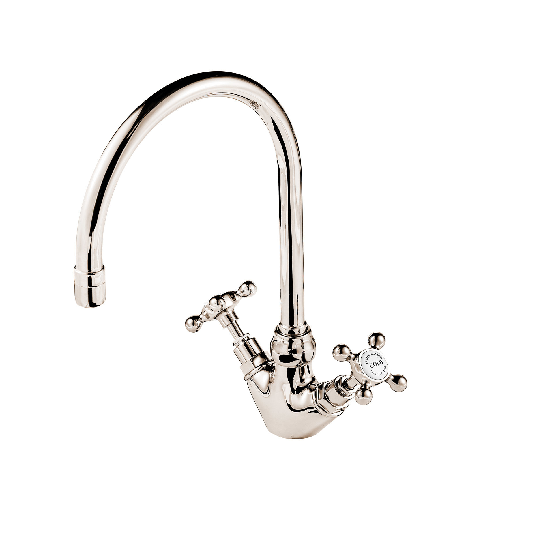 Single hole deck mounted kitchen tap mixer with a swivel spout swan neck