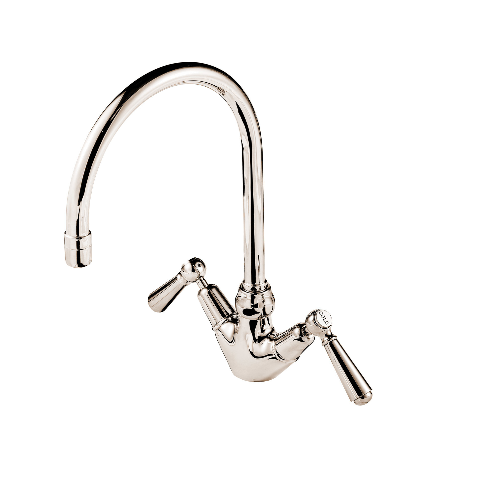 Deck mounted kitchen mixer taps with single hole and swivel swan neck
