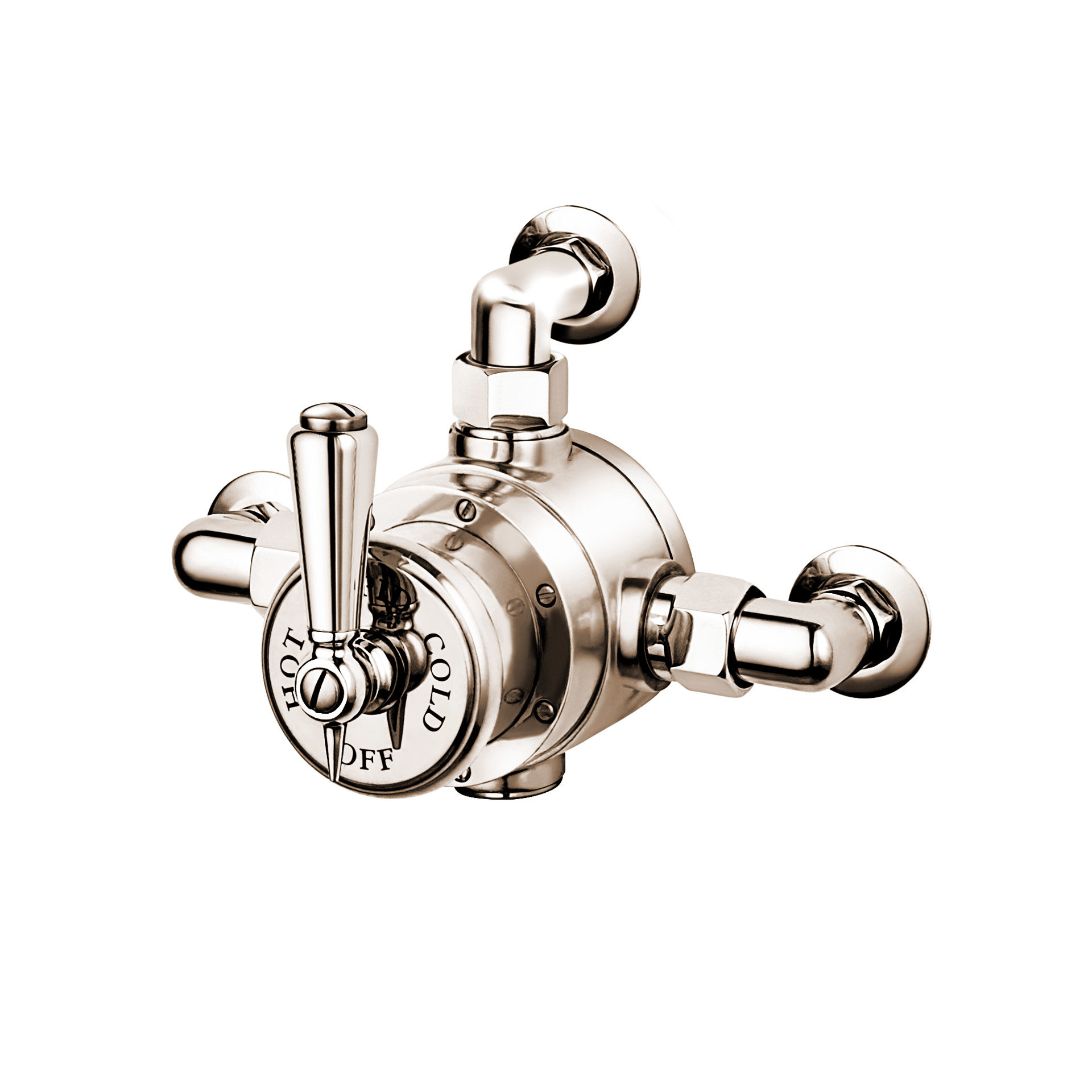 Exposed Regent Thermostatic Shower Valve with concealed riser and compression elbow