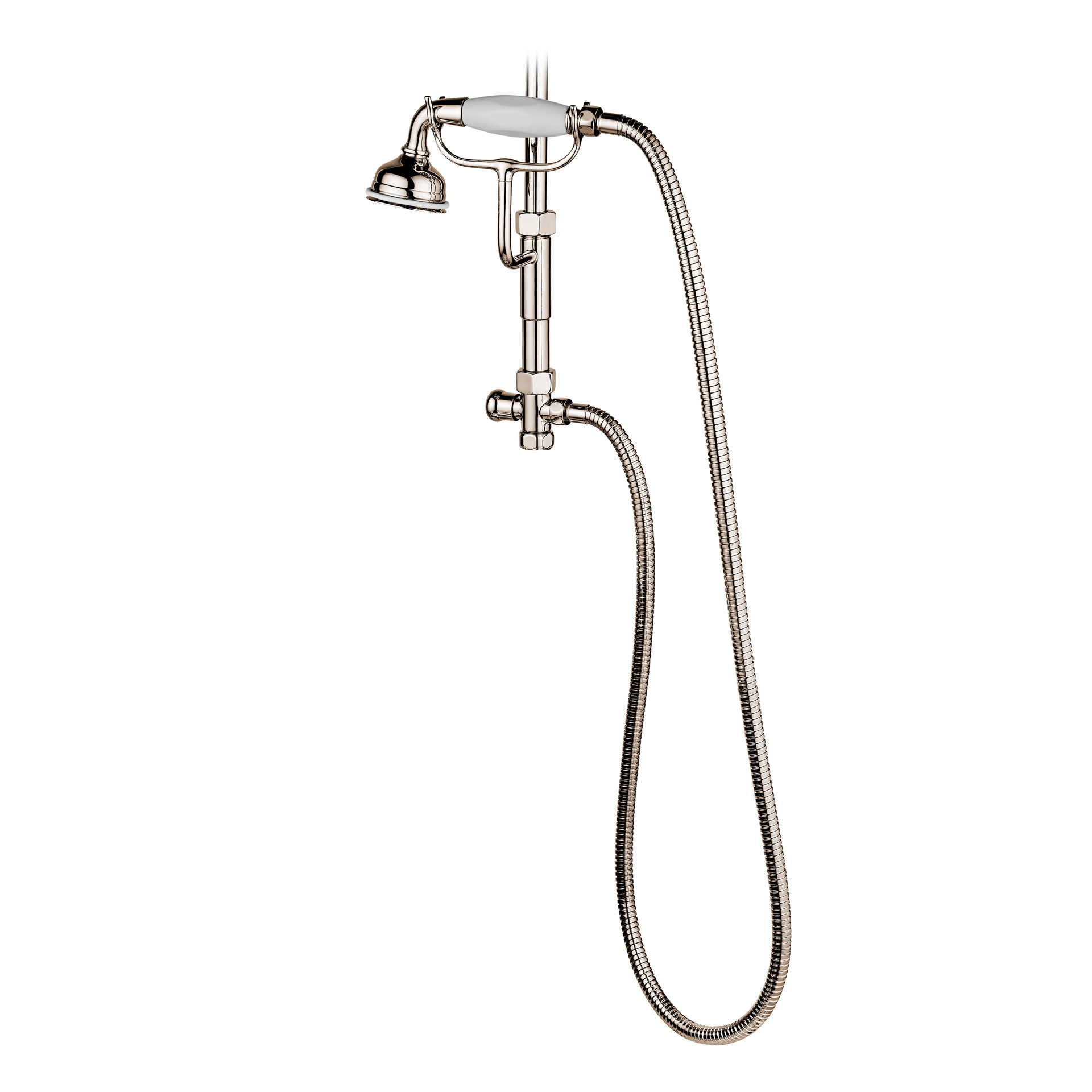 Shower with handspray, flexible hose and two-way diverter